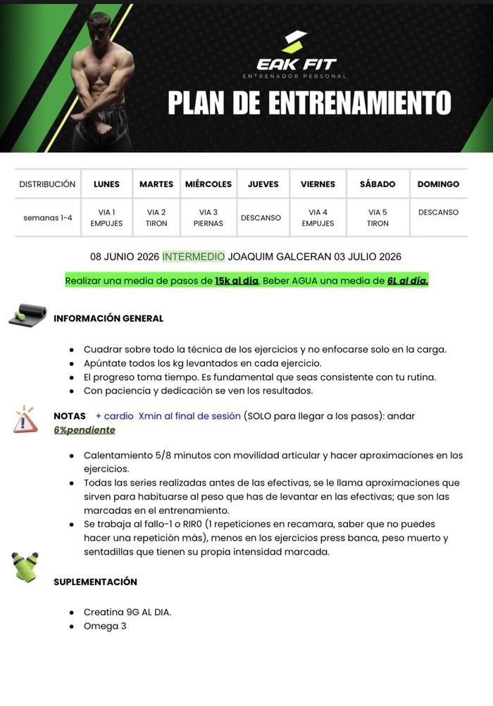 Plan de entrenamiento